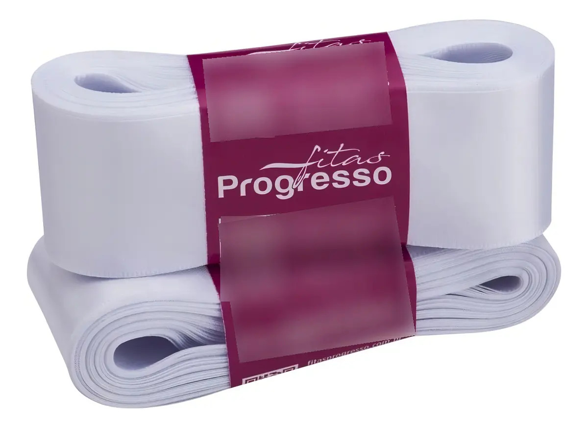 Fita Cetim Progresso Branco 20m 38mm Poliester Para Decorações
