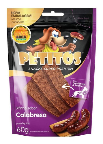 Petitos 60g - Petiscos Super Premium Para Cães Sabor Calabresa