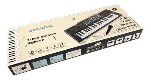 Imagen 7 de 7 de Teclado Órgano Musical C/ Micrófono 37 Teclas 8 Tonos Bd373