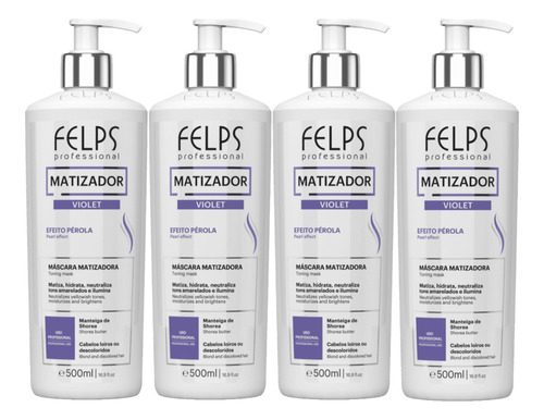 Felps Color Matizador Violeta 500ml Kit Com 4 Unidades