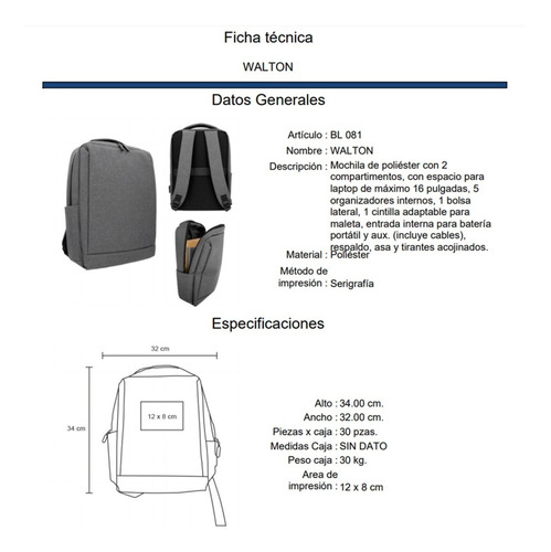 Imagen 6 de 10 de Mochila Con 2 Compartimentos, Para Laptop 16 Pulgadas