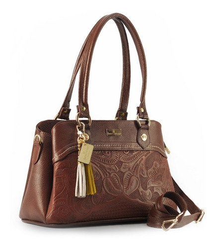 Imagen 3 de 8 de Bolso De Piel Con Grabado Tipo Cincelado Bolsa De Dama Mujer
