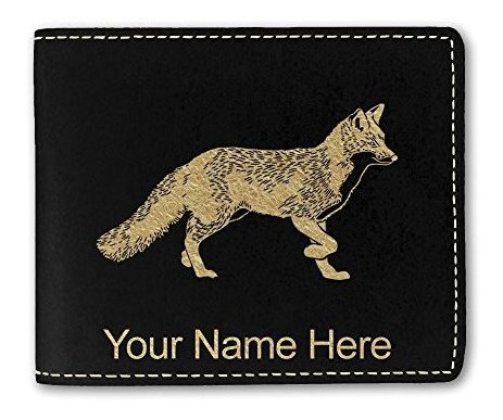 Cartera De Cuero Faux, Fox, Grabado Personalizado C8gr1