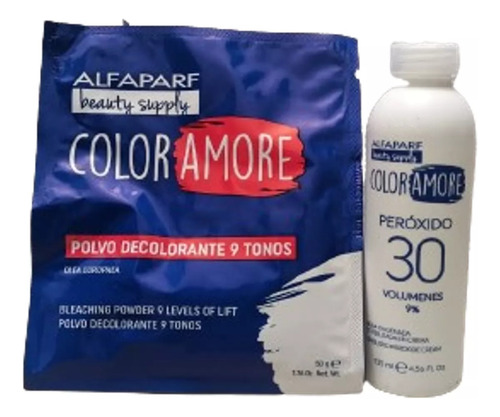 Polvo Decolorante 9 Tonos 50g+peroxido 30 Vol Alfaparf Amore Tono Sin tono