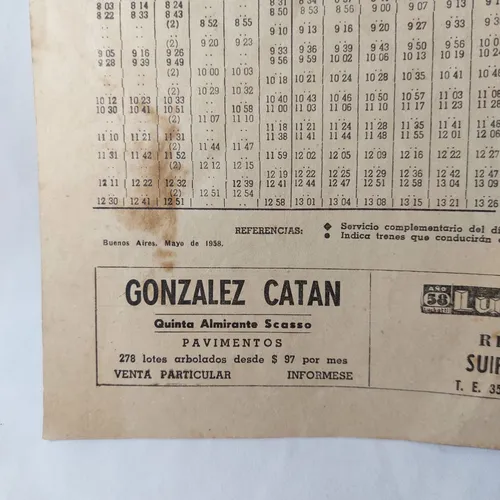 Antiguo Horario Ferrocarril Belgrano 1958 Original Mag 65299 (Usado)