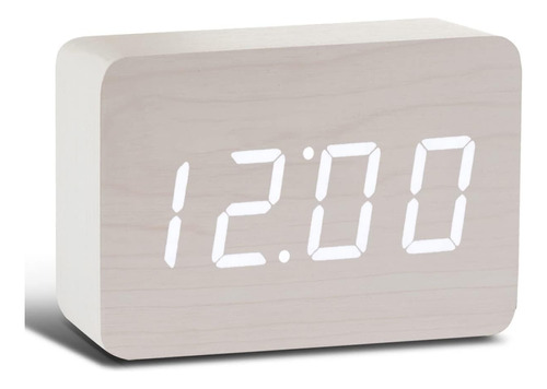 Reloj Despertador Digital De Madera Temperatura Rectangular