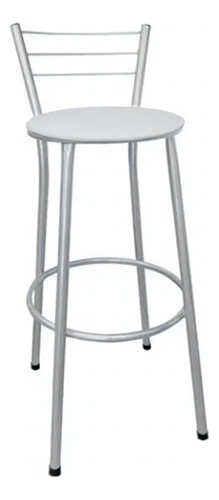 Kit 3 Banquetas Cadeira Prata Média 60cm Para Cozinha Balcão Acabamento da estrutura Lacado Cor Branco