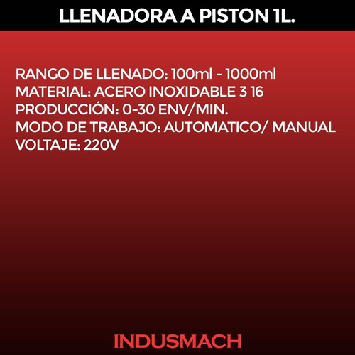 Llenador A Piston Para Cremas , Geles , Liquidos , Pasta