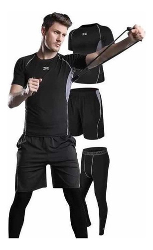 Loose Shorts + Lycra + Compression Shirt Gym Set