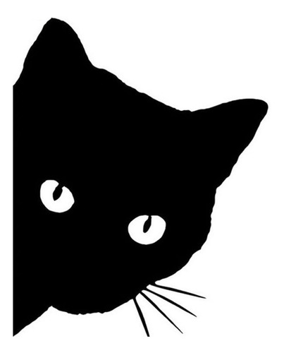Stiker De Gato Negro Asomándose  15*12 Cm