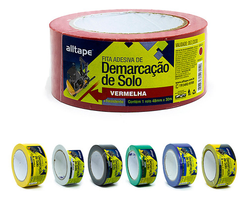 Fita Demarcação Solo Adesiva Sinalização Chão Alltape Cor Vermelho