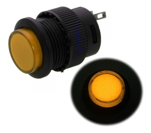 10x Botão R16-503 Led Neon Interruptor 18mm Botoeira Trava