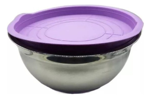 Bowl Acero Inox 24cm Base Silicona Y Tapa Hermética 2,7 L
