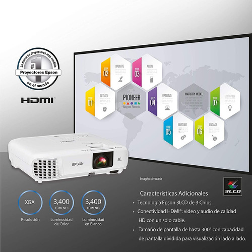 Proyector Epson Powerlite E20 3400 Lúmenes 1024x768 Xga 3lcd