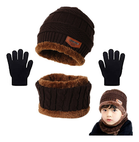 Juego De Gorro Y Bufanda De Invierno #3pcs For Niños De 5 A