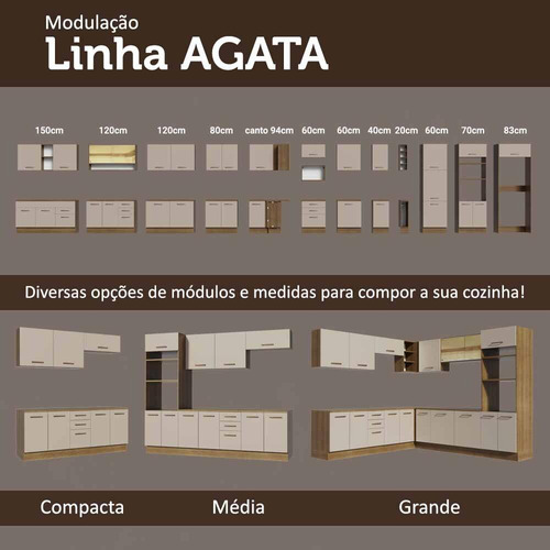 Armário Aéreo De Canto 1 Porta Rustic/crema Agata Madesa