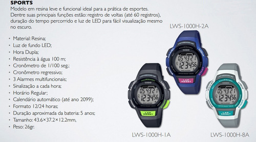 Relógio Casio Feminino Digital Lap Memory 60 Standard Azul