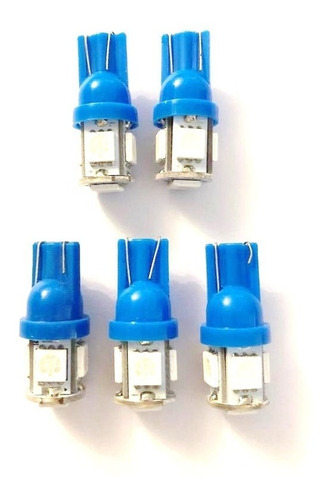 Lampara Luz Led Posición T10 5 Leds - Color Azul