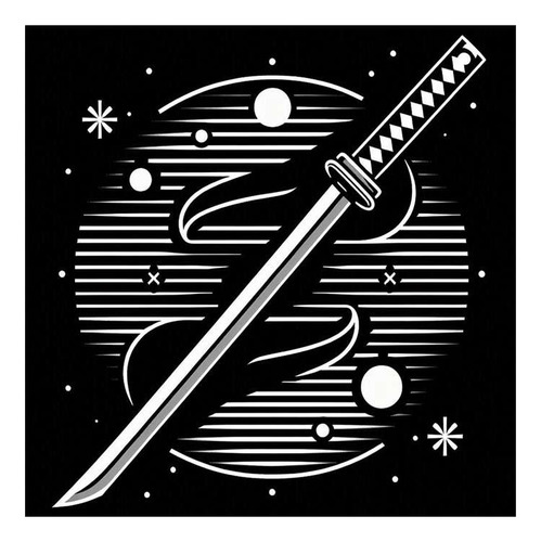 Vinilo 30x30cm Katana Dibujo Arma Japonesa Samurai M1