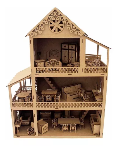 Casa de Boneca em mdf com Tema 60cm