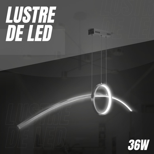 Lustre De Led Arco Preto P Bancada Cozinha 100cm 3 Cores