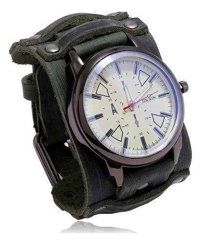 Reloj De Pulsera De Cuero Con Puntero Para Hombre, Brazalete
