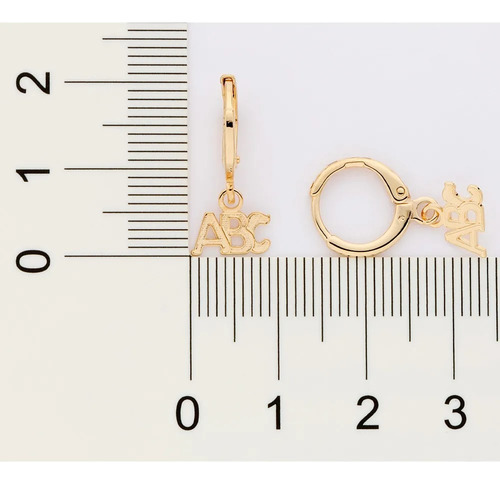 Brincos Rommanel Infantil Argola Abc Pendurado 527194 Cor Dourado