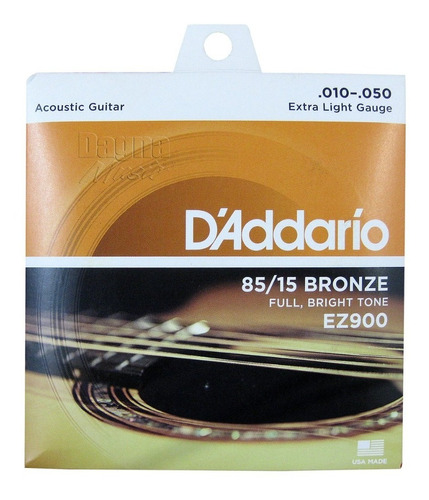 Cuerdas Guitarra Acustica Daddario 010 Encordado Ez900 Cuota