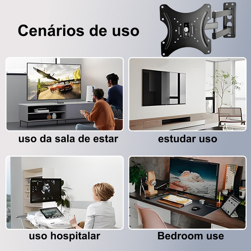 Soporte Base Tv Brazo Para Pantallas Monitor 14-55 Pulgadas Color Negro