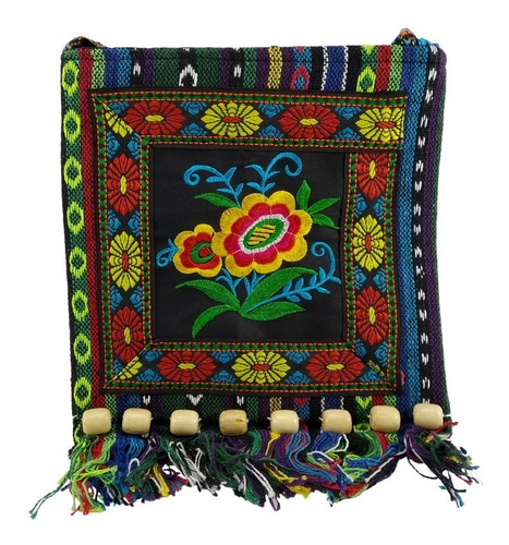 Imagen 1 de 5 de Bolsa Morral Hippie Vintage Bordado Floral Mod B3