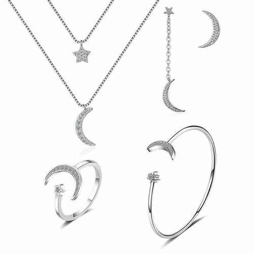 Elegante Regalo Amor Set Swarovski Elemets Luna Y Estrellas