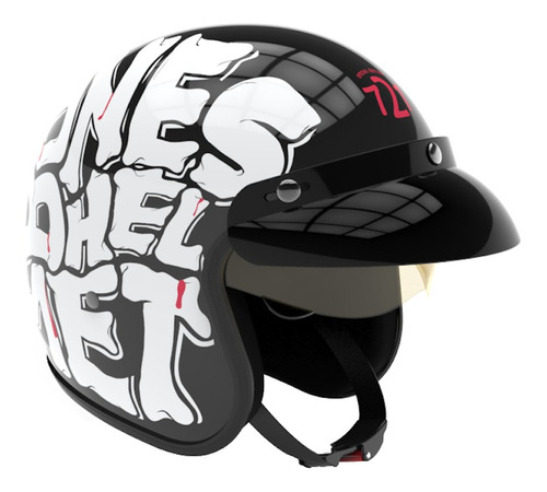 Casco para moto abierto Hawk 721  brillante huesos talle XL 