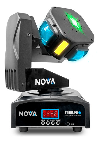 Par Cabeza Robotica Rgbw Giro Infinito+laser Verde Steelpro