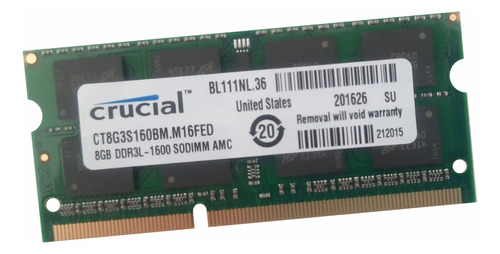 Memoria Ram Crucial 8gb Ddr3 Ct8g3s160bm.m16fed 1600mhz