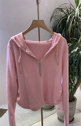Sudadera Con Capucha De Manga Larga Para Mujer - Corte Ajust