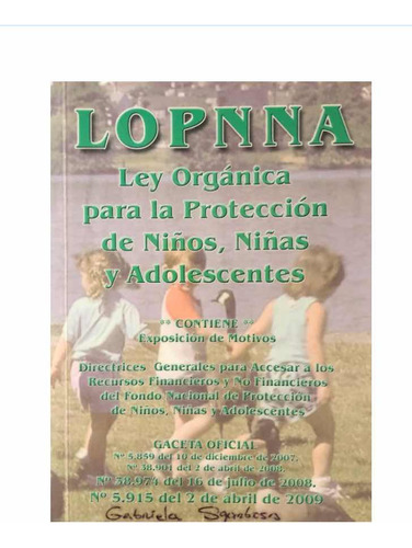 Ley Orgánica Para La Protección Niño/as Y Adolescentes