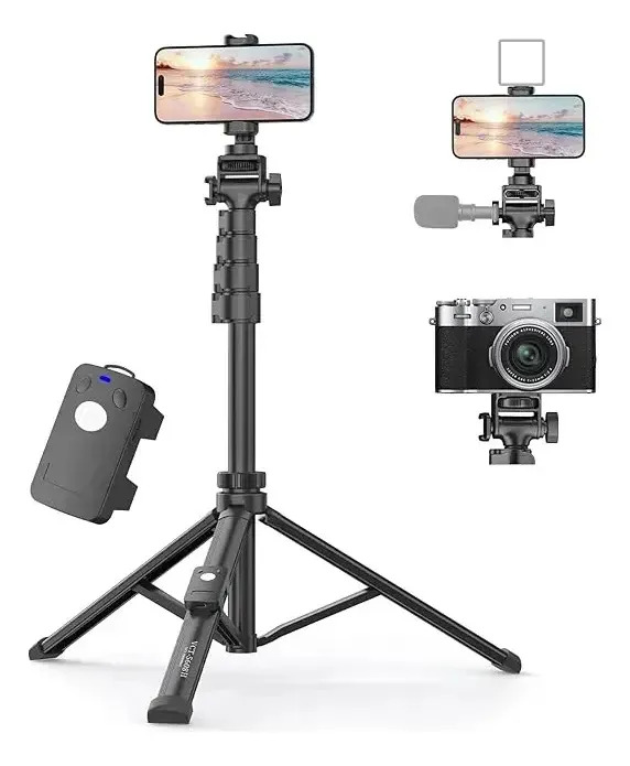 170cm Trípode para Celular con Control Remoto y Soporte para Teléfono, Tripié Celular Extensible, Trípode de Mesa y de Viaje Compatible con iPhone, Android, Trípode para cámara, Trípode Selfie