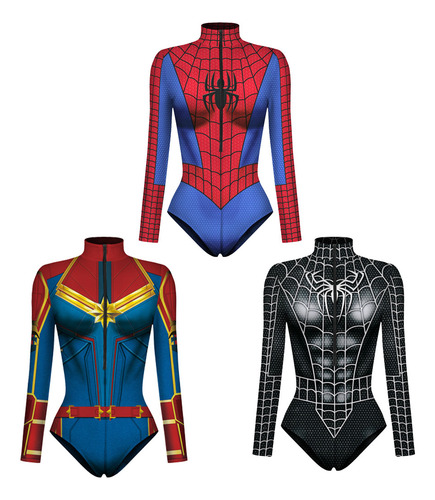 Mono Con Estampado De Superhéroes Con Estampado De Capitanes Y Superhéroes Con Cuerpo De Araña Para Mujer