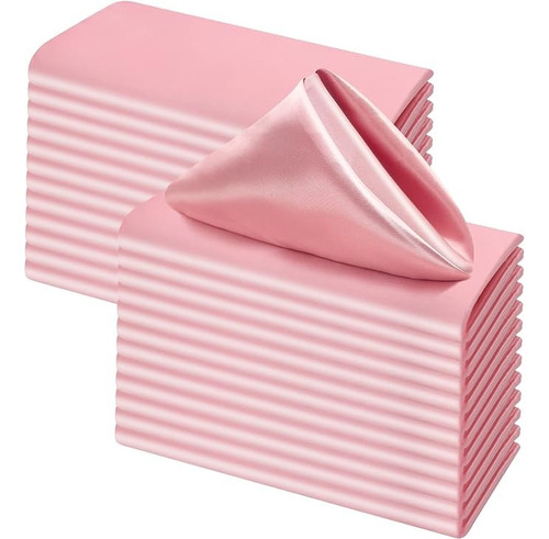 Set De Servilletas De Tela De 43x43 Cm, 50 Piezas Color Rosa Liso