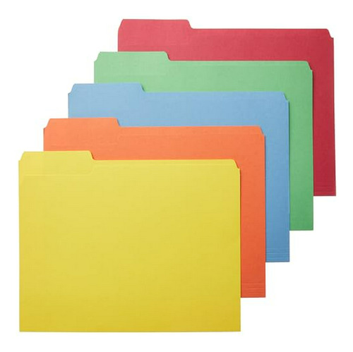 100 Carpetas De Archivo  - Tamaño Carta - Colores Surtidos
