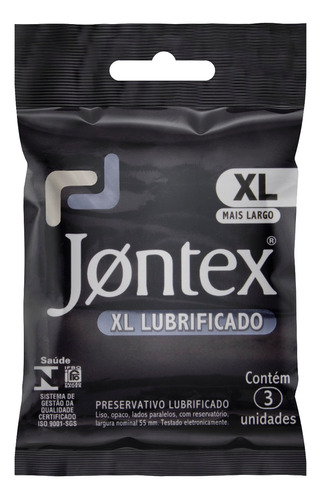 Preservativo Lubrificado Jontex XL Pacote 3 Unidades