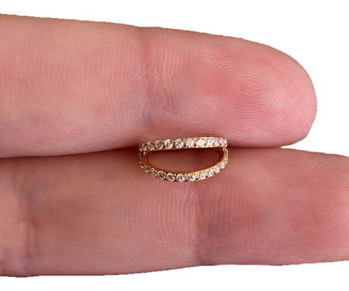 Piercing Argola Clicker Dupla Titânio Zircônias Orelha Cor Dourado