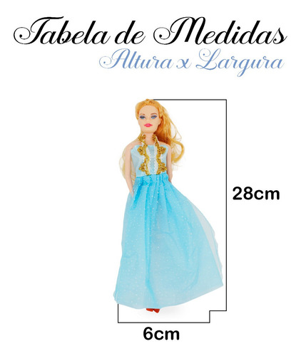 Imagem 3 de 7 de Boneca Estilo Barbie Fashion Loira Vestido Azul Classica