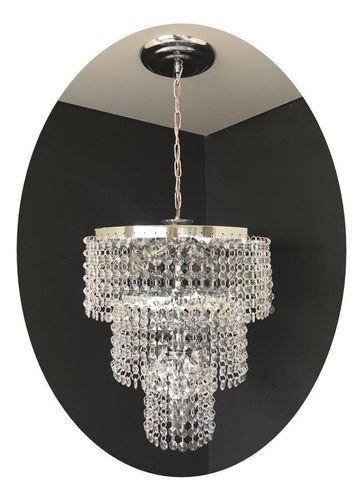 Lustre Redondo Cristal Acrílico Catanduva 30x70 Cor Prata 110V/220V (Bivolt)