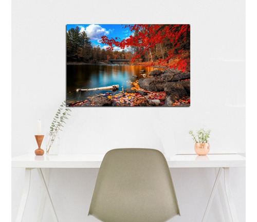 Vinilo Decorativo 30x45cm Bosque Lago Paisaje Naturaleza