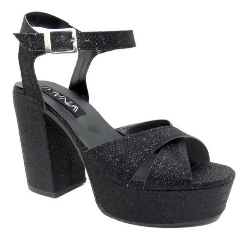 Imagen 2 de 6 de Sandalias Plataforma Vestir Fiesta Mujer Taco Ancho 10.5 Cm