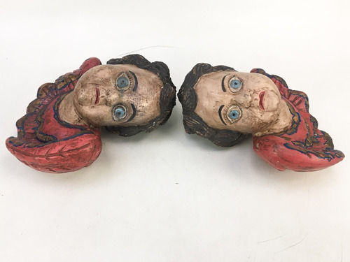 Imagem 3 de 10 de Arte Sacra Antigo Par Escultura Anjo Querubim Madeira