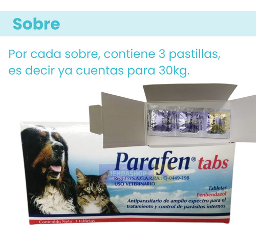 Tableta Desparacitante Para Perros Y Gatos 3 Sobres