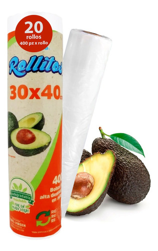 Bolsa 30x40 Cm Biodegradable 20 Rollos X 400 Pzas Por Rollo