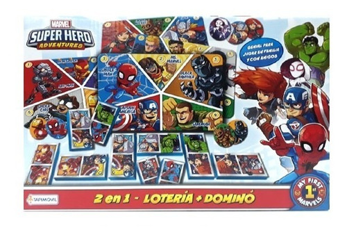 Juego De Mesa 2 En 1 Domino Y Loteria Avengers Super Hero
